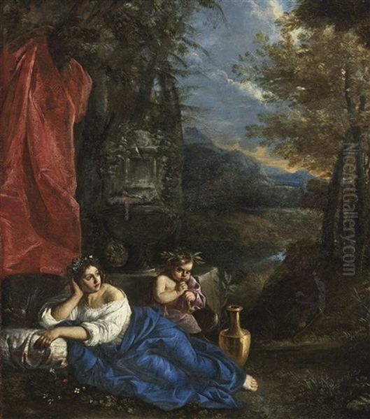 Flora And The Infant Bacchus In A Wooded Landscape - view 1