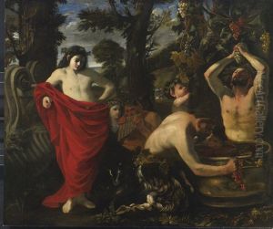 Bacchus Overseeing The Crushing Of Grapes By His Satyrs by Pier Francesco Mola