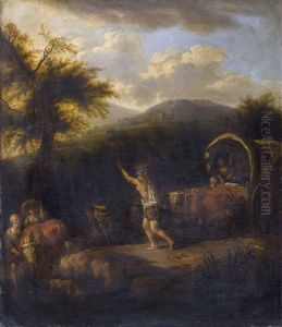 Arkadische Landschaft Mit Planwagen