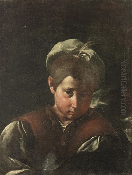 Portrait Of A Boy, Bust-length, In A Brown Waistcoat With A White Cap - view 1