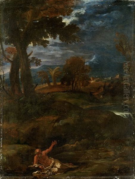 Nachtliche Waldlandschaft Mit Dem Hl. Anacoreta - view 1