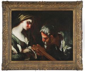 Personaggio Mostra La Croce Ad Una Giovane Cieca by Pier Francesco Mola
