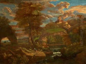 Landschaft Mit Hirten Am Wasser Landschaft Mit Hirten Am Wasser