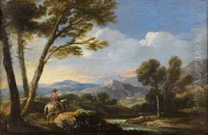 Un Cavalier Dans Un Paysage De Riviere by Pier Francesco Mola