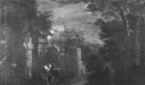 Village Landscape With Figures Village Landscape With Figures