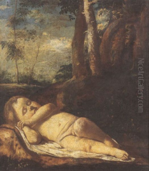Bacco Bambino Dormiente In Paesaggio - view 1