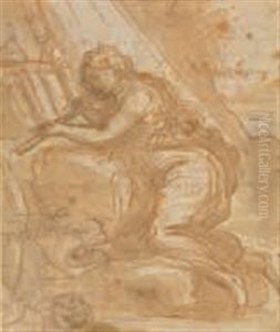 Die Bussende Maria Magdalena In Landschaft by Pier Francesco Mola