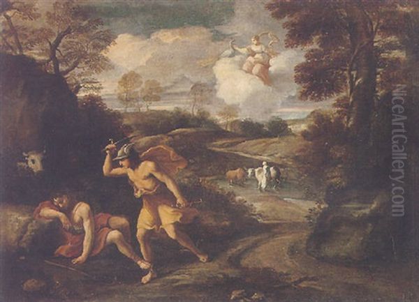 Mercury Slaying The Sleeping Argus, Juno Observing From A Cloud Above - view 1
