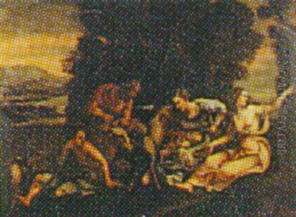 Figures In A Pastoral Landscape, With A Child Feeding From A Goat - view 1