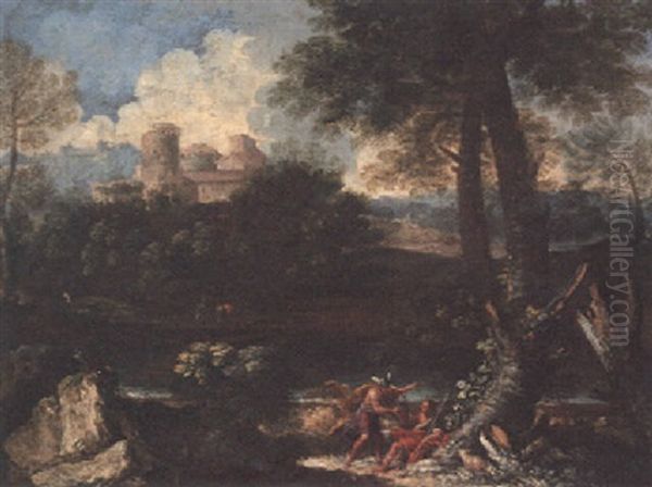 An Italianate River Landscape With Mercury Handing Paris The Apple Of Discord - view 1