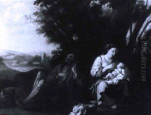 Ruhe Auf Der Flucht Nach Agypten: Die Heilige Famile by Pier Francesco Mola
