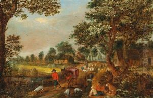 A Landscape With A Peasant And His Donkey by Mattheus Molanus