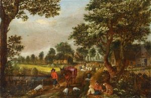 Village Scene With A Donkey Driver