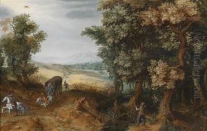 Eine Weite Landschaft Mit Einem Uberfall Durch Wegelagerer