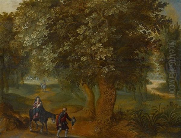 Waldlandschaft Mit Heiliger Familie Auf Der Flucht Nach Agypten - view 1