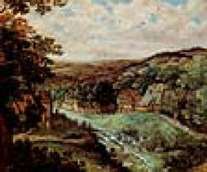 Bewaldete Landschaft Mit Hausern Und Einem Sturzbach Bewaldete Landschaft Mit Hausern Und Einem Sturzbach