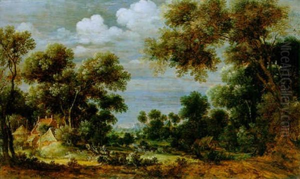 Bewaldete Landschaft Mit Bauernhausern - view 1