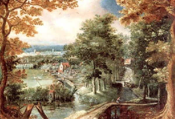 A Wooded Landscape With A Valley And A Village In The Distance - view 1