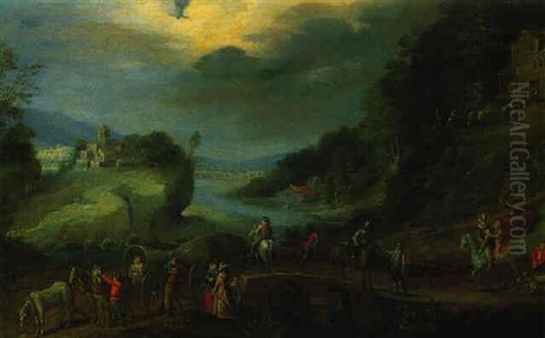 Flusslandschaft Mit Reitern - view 1