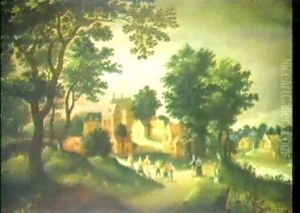 Dorfszene Mit Tanzenden Bauern