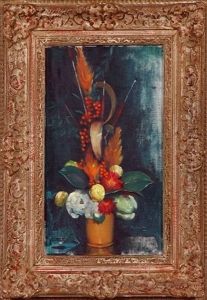 Floral Still Life In Yellow Vase by Maurice, Morris Molarsky