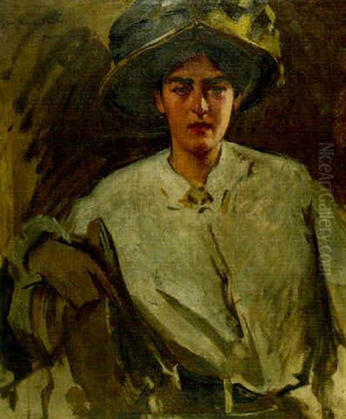 Portrait Of A Woman With Blue Hat - view 1