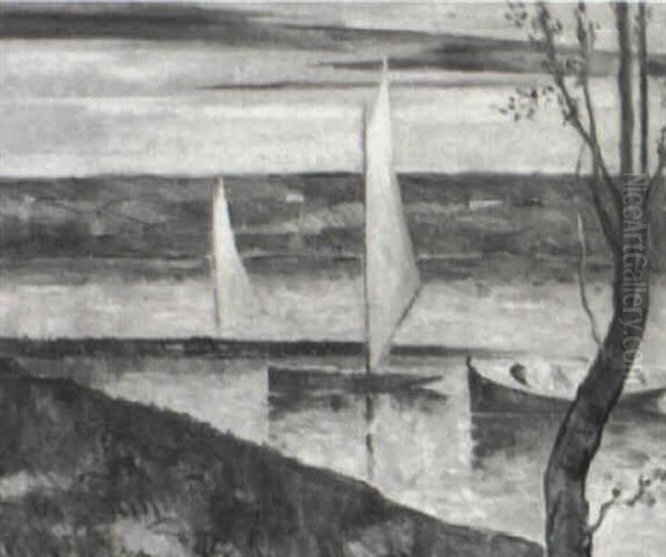 Landscape With Lake And Sailboats - view 1