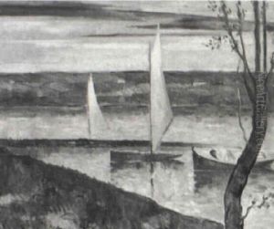 Landscape With Lake And Sailboats