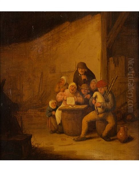 Bauernfamilie In Einer Kate Beim Singen - view 1