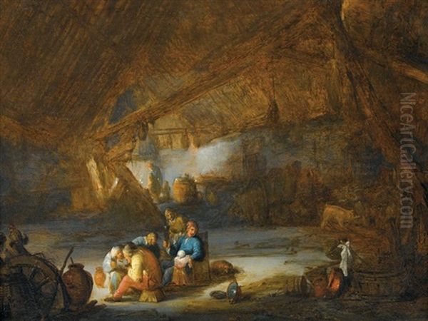 Scheuneninterieur Mit Zechenden Bauern - view 1