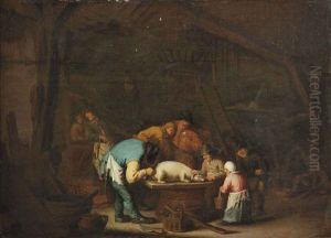 Veel Geschreeuw, Maar Weinig Wol; Great Cry And Little Wool by Bartholomeus Molenaer