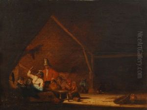 Scene D'auberge Avec Paysans Buvant by Bartholomeus Molenaer