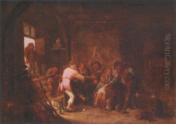 Figures Carousing In An Interior - view 1