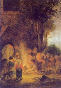 Kinder Schuren Ein Nachtliches Feuer Kinder Schuren Ein Nachtliches Feuer