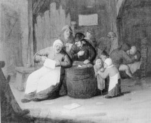 The Interior Of A Barn With Figures Drinking And Carousing The Interior Of A Barn With Figures Drinking And Carousing