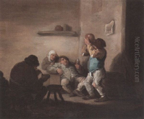 Boors Drinking And Smoking In An Interior - view 1