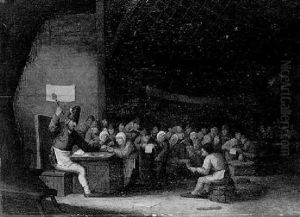 Scheuneninterieur Mit Zahlreichen Personen by Bartholomeus Molenaer