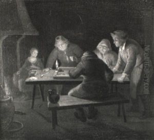 Brettspiel In Der Gesindekuche by Bartholomeus Molenaer