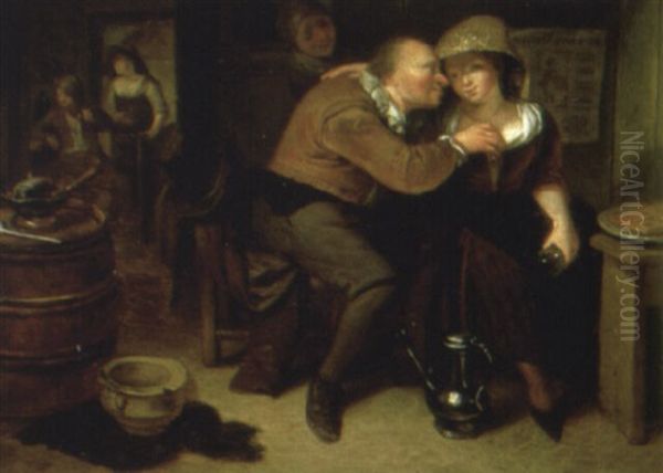 Tavern Interior With A Peasant Making An Amorous Advance To A Serving Girl - view 1