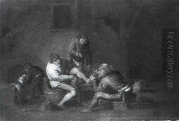 Quack Tending A Peasant's Foot In A Barn - view 1