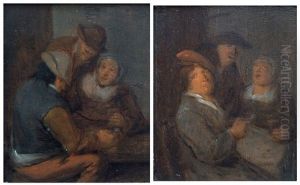 Peasants Drinking, A Pair by Jan Jacobsz Molenaer