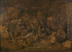 Une Rixe Dans Une Auberge by Jan Jacobsz Molenaer