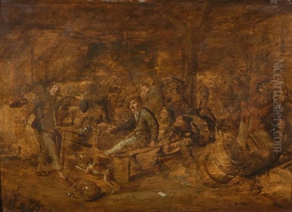 Taverne Mit Raufenden Und Zechenden Bauern - view 1
