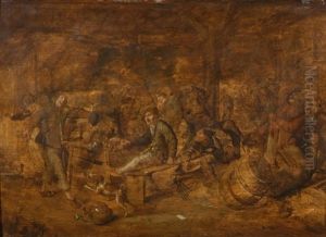 Taverne Mit Raufenden Und Zechenden Bauern
