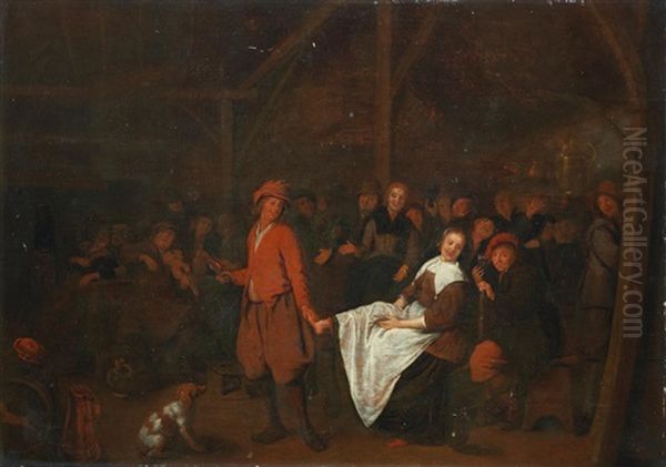 Figures Merrymaking In An Interior - view 1