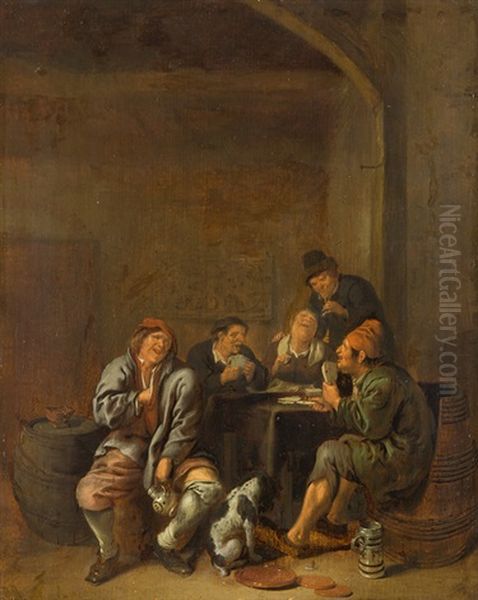 Taverne Mit Zechenden Und Kartenspielenden Bauern - view 1