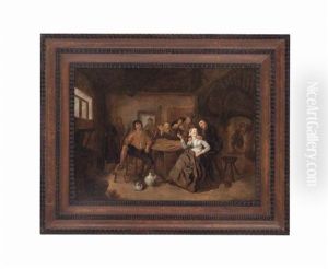 A Tavern Interior With Peasants Smoking And Merry-making by Jan Miense Molenaer