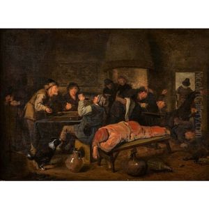 Wirtshausstube Mit Spielenden Und Raufenden Bauern Wirtshausstube Mit Spielenden Und Raufenden Bauern