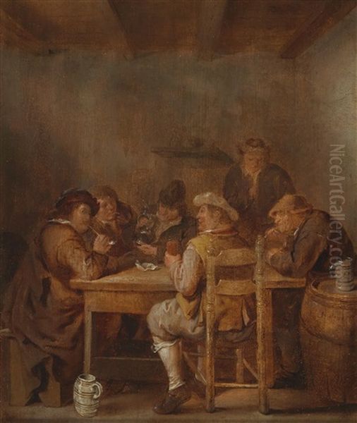 A Tavern Interior With Carousing Peasants - view 1