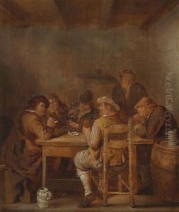 A Tavern Interior With Carousing Peasants